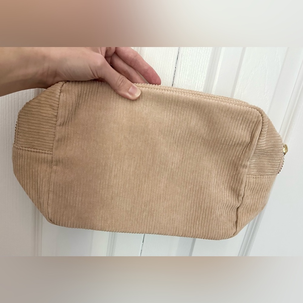 Stoney Clover Lane corduroy large pouch with neutral rainbow patch - Picture 2 of 5